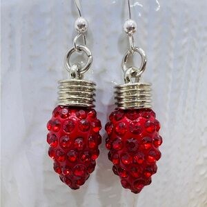 These are gorgeous Rhinestone light bulbs earrings Sterling Silver 925 hooks